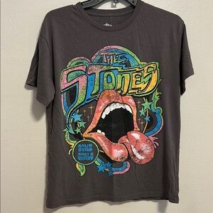 The Rolling Stones Black Short Sleeve Tee Vibrant Graphic